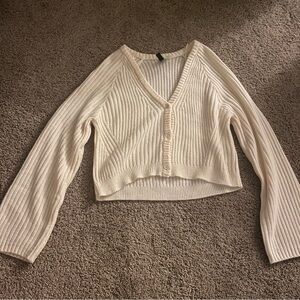 H&M Divided Rib-Knit Sweater — White